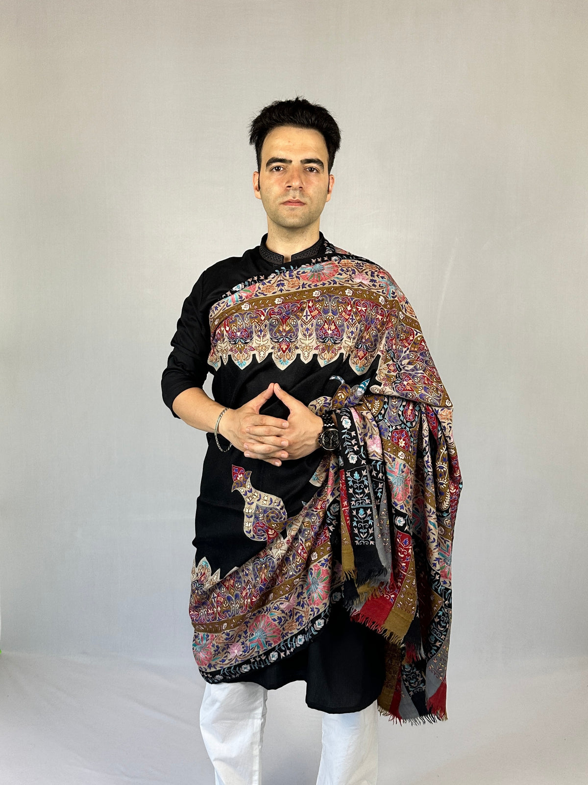 Pashmina Men's Handloom Kalamkari Shawl