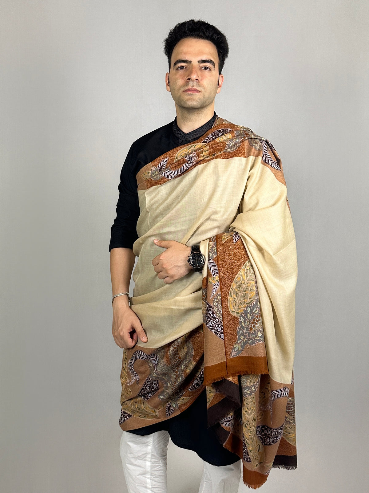 Pashmina Men's Handloom Kalamkari Shawl