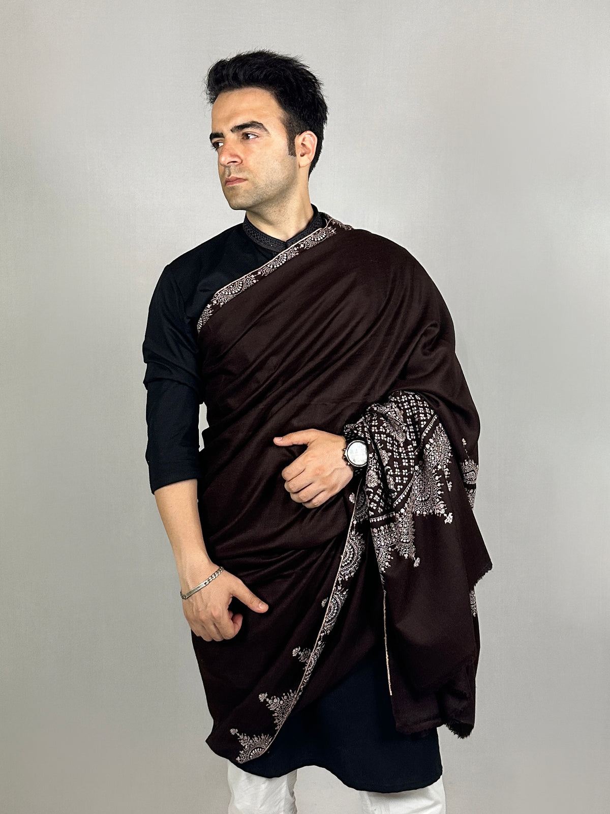 Pashmina Men's Handloom Sozni Shawl