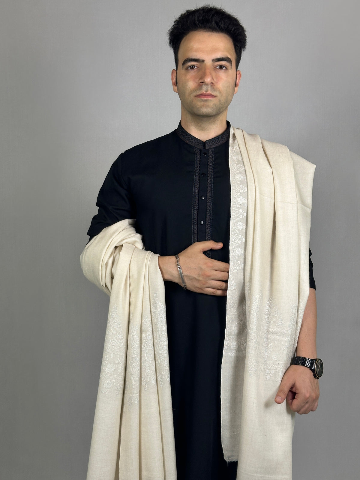 Pashmina Men's Handloom Sozni Shawl